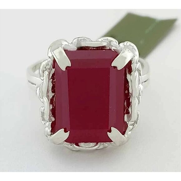 Genuine 9.80 Cts Ruby Solitaire Ring .925 Silver